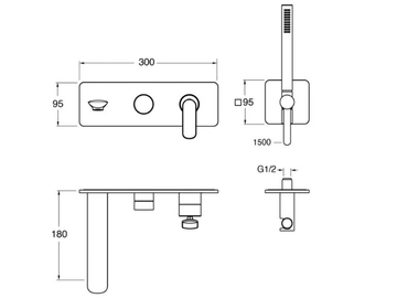 FOIL CRIFL103 - Single handle bathtub mixer with hand shower by CRISTINA Rubinetterie - view 3